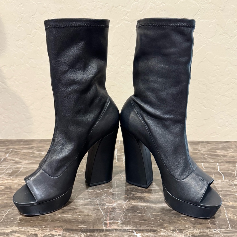 NEW VC John Camuto Leather Peep Toe Sock Boots - Picture 9 of 14